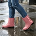 thumbnail image 2 of FRSASU Rain Boots for Women Waterproof Wide Width Ankle Rainboots Comfortable Anti-Slip Rubber Mid Calf Booties Pink, 2 of 9