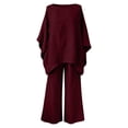 thumbnail image 4 of Endives Women's Lounge Set Cotton Linen Shirt and Wide Leg Pant Comfortable Loose Fitting Top And Pants Two Piece Set Spring Summer Wine, 4 of 4