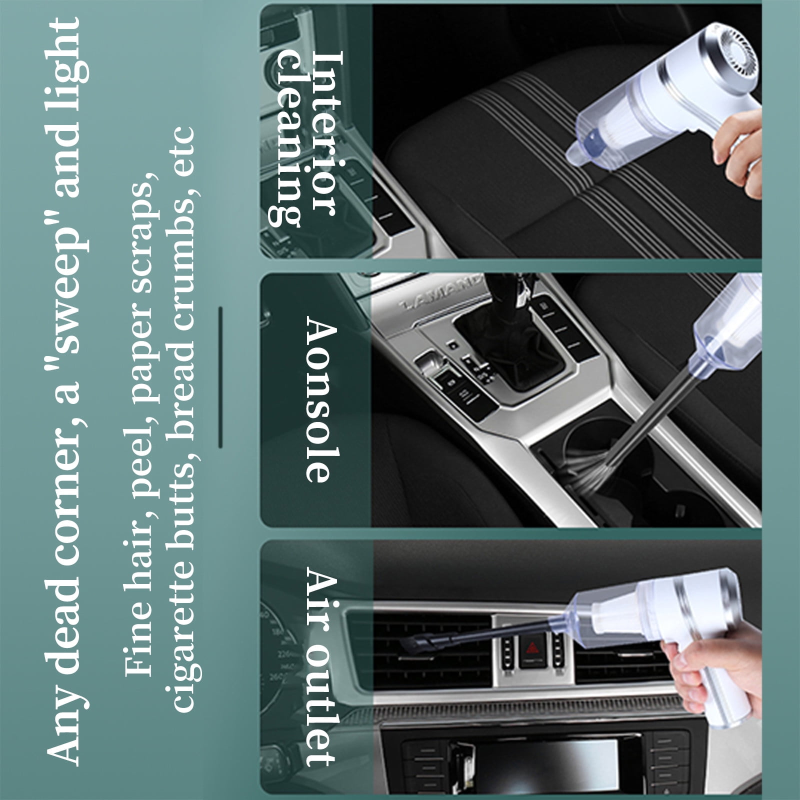 Handheld Car Vacuum Cleaner Wireless,120W Powerful Suction Wet and Dry Portable Vacuum with USB Charging,Three Brush Heads for Pet Hair Dirt Debris,Easy Cleaning for Cars Home and Stairs-Free Size