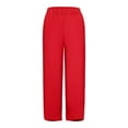 thumbnail image 6 of XFLWAM Womens Cotton Linen Capri Pants Summer Elastic Waisted Casual Pants Wide Leg Loose Fit Comfy Pajama Beach Trousers Red XL, 6 of 7