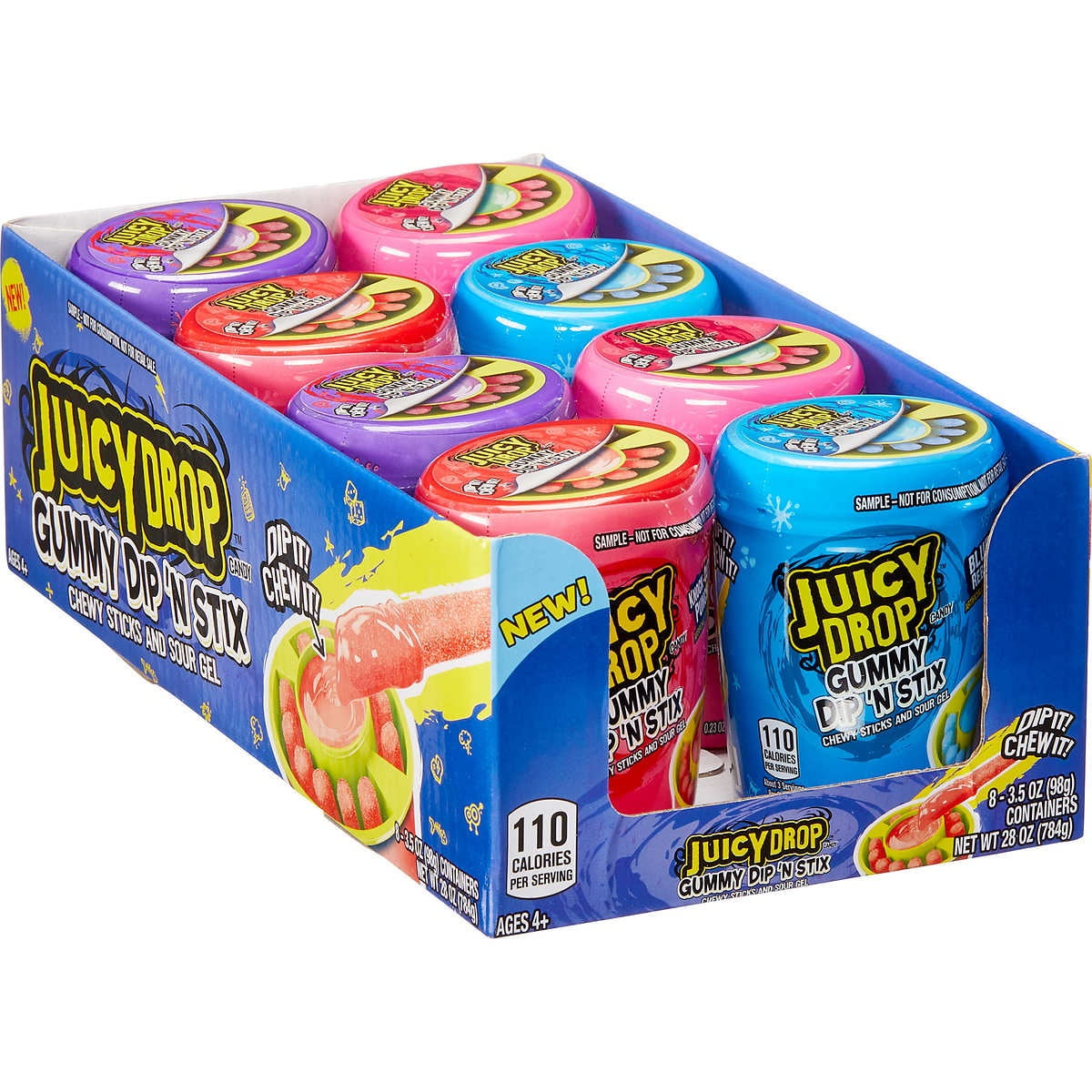 Juicy Drop Candy Gummy Dip'N Stix, Variety Pack, 3.5 oz, 8 ct