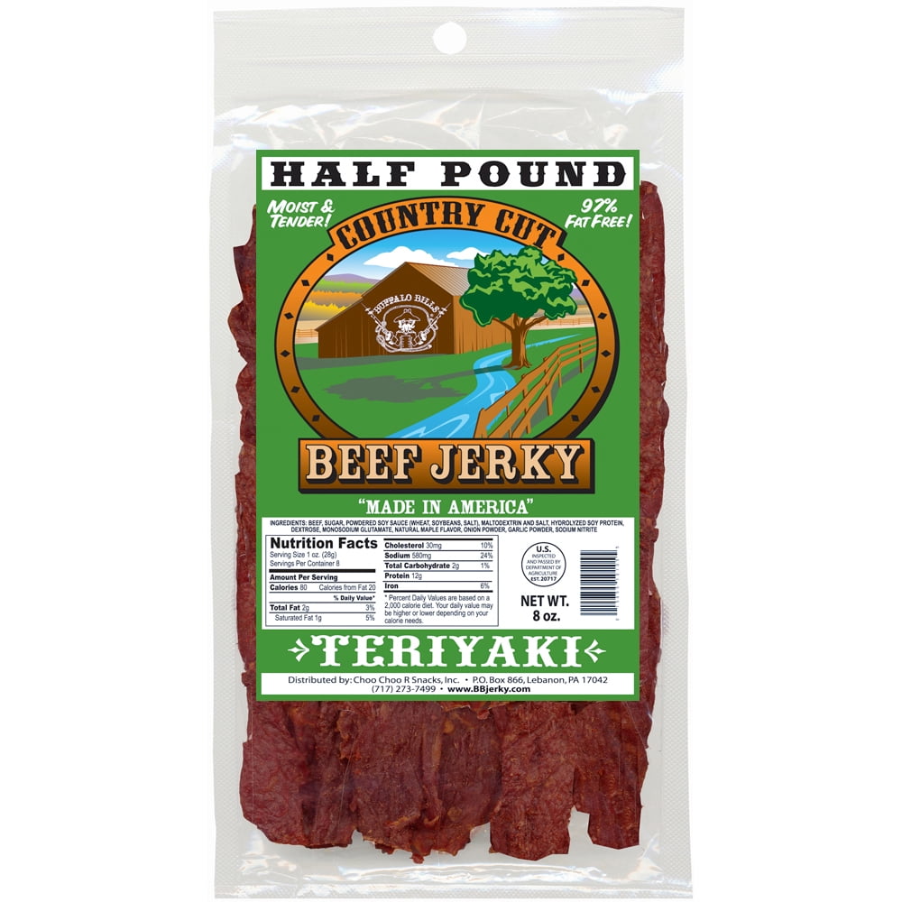 Buffalo Bills 8oz Teriyaki Country Cut Beef Jerky – Three 8oz Packs