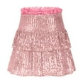 thumbnail image 6 of Women Sequin Skirt Sparkly Cute High Waist Ruffle Flowy Shiny Glitter Mini Short Skirts Pleated Club Party Skirt, 6 of 7