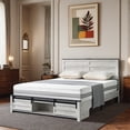 thumbnail image 3 of Queen Size Rustic Bed Frame with Headboard & LED & Charging Station & USB Port, Gray, 3 of 6