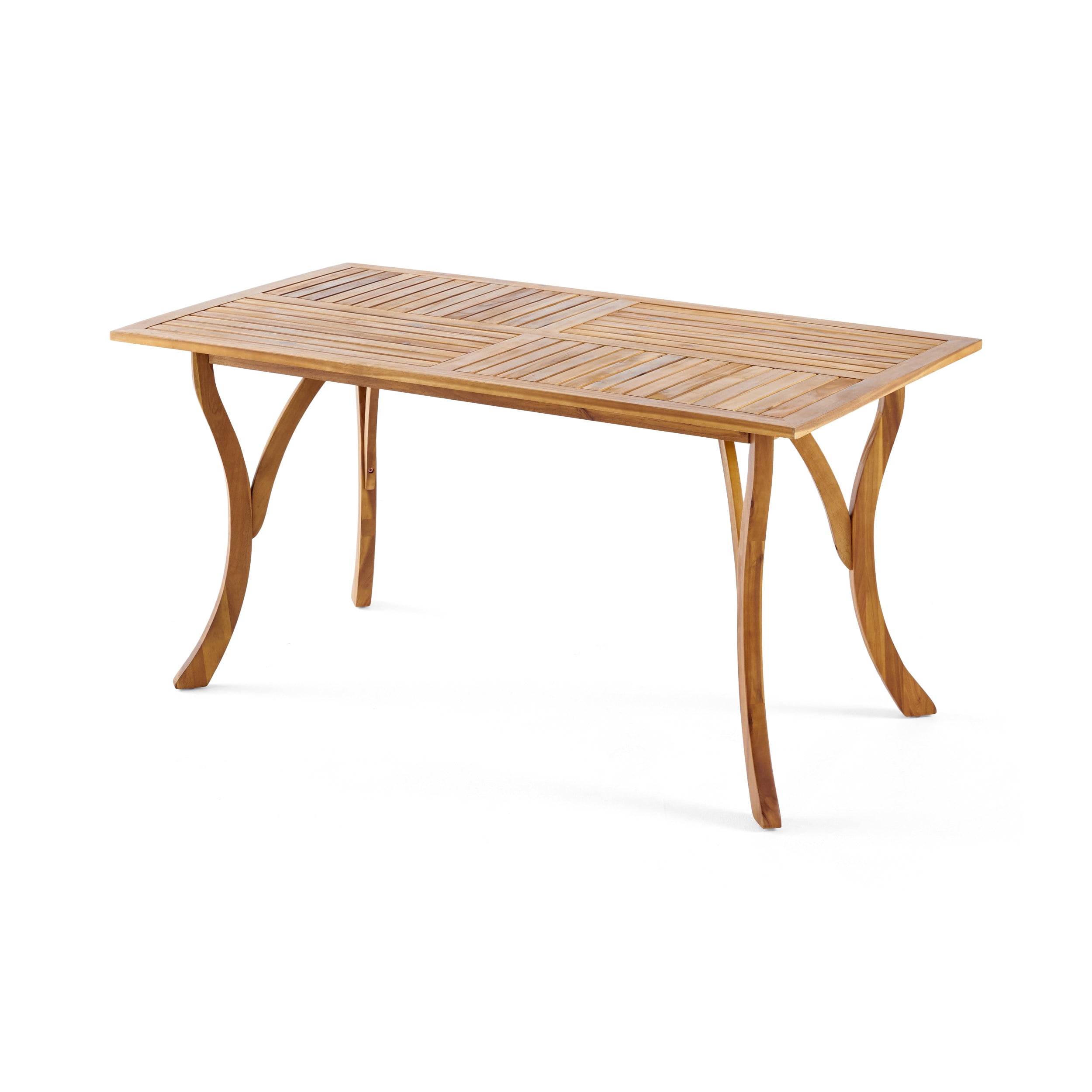 Outdoor Rectangular Solid Wood Dining Table 59 Inch, Large Size Household Table for Patio Garden, Teak