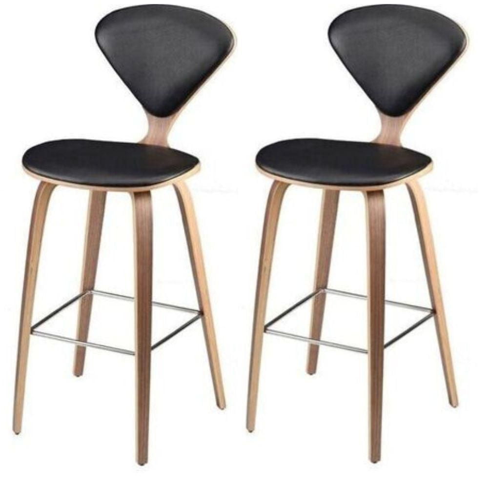 Stinna stool 26'' Set of 2 - Leather Seat Wooden frame and leg stool