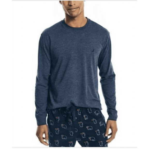 Men's Relaxed-Fit Long-Sleeve Pajama T-Shirt - Navy