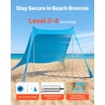 thumbnail image 4 of VEVOR Beach Tent Sun Shelter, UPF50+ Sun Protection, 6.6 ft Tall, 7.5x7.5 ft, Easy Pop Up Beach Canopy with Sandbags, Stability Poles, Sand Shovels, Portable Shade for Family Outings, Camping,Fishing, 4 of 9