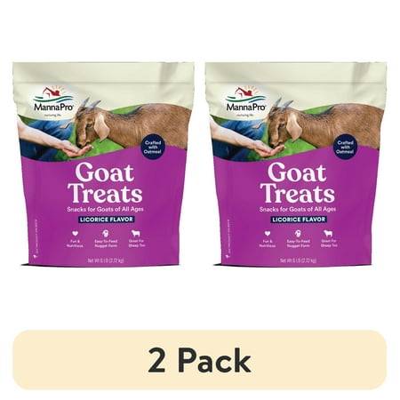 (2 pack) Manna Pro Goat Treats, Crafted with Oatmeal, For All Ages of Goats, Licorice Flavor, 6 lbs