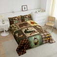 thumbnail image 4 of Farmhouse Pike Fish Comforter Set Men,Hunting Fishing Bedding Set Twin,Rustic Lake Paddle Bedding Comforter Sets,Cabin Lodge Plaid Patchwork Duvet Insert with 1 Pillowcase Bedroom Decor, 4 of 5