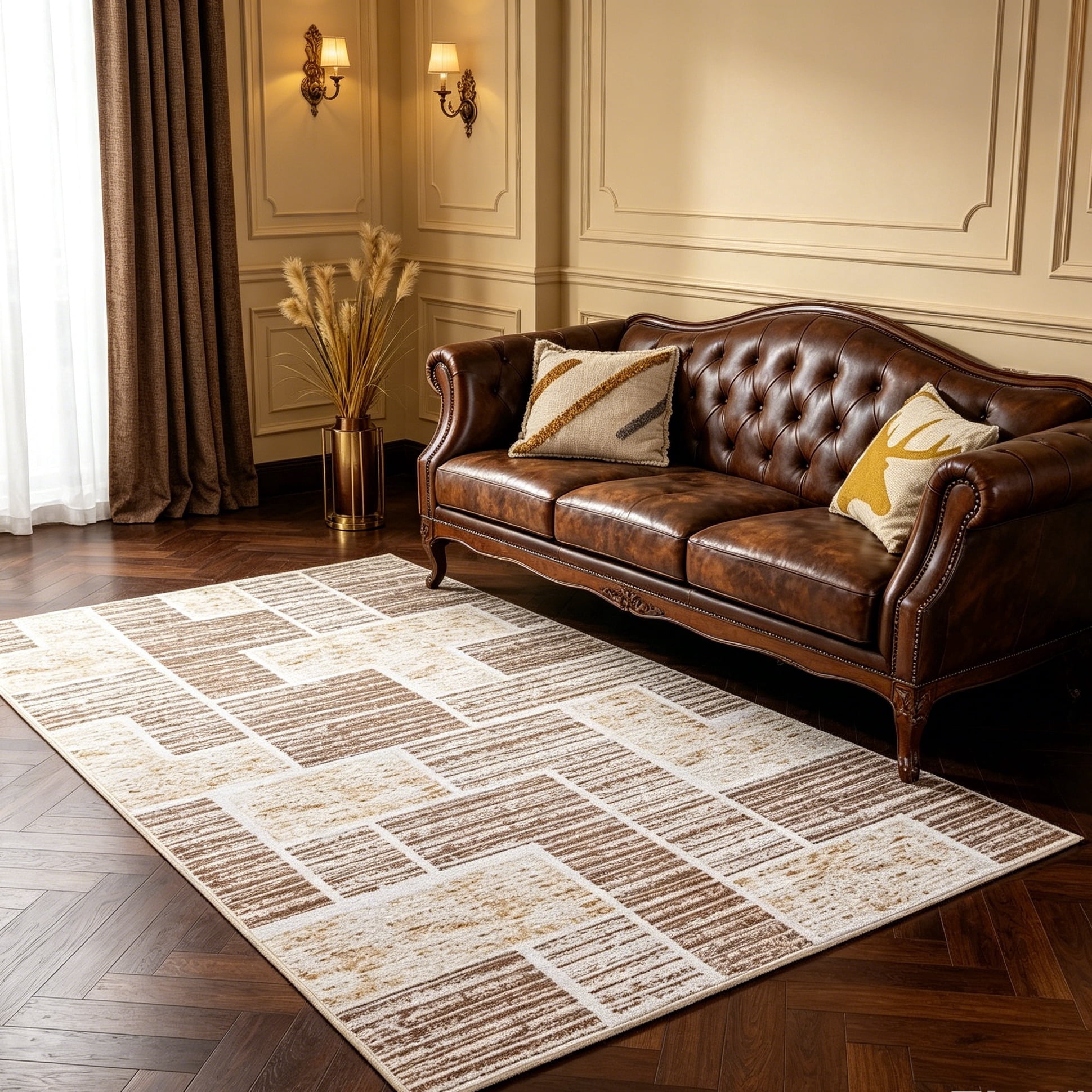 YJ.GWL Soft Retro Rugs Fluffy Modern Area Rug Carpet for Living Room Bedroom Home Decor Floor Mat,6'x9',Khaki