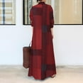 thumbnail image 6 of ZANZEA Womens Long Sleeve Check Plaid /Solid Color Split Skirt Side Long Dress, 6 of 13