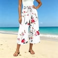 thumbnail image 2 of Levmjia Women's Summer Floral Print Wide Leg Pants Loose Fit Casual Drawstring Capri Trousers with Pockets Vintage Washed Vacation Beach, 2 of 7