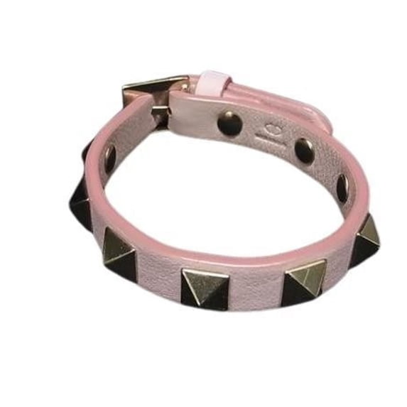 Pre-Owned VALENTINO Valentino Rockstud Bracelet Pink Leather Women's