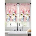 thumbnail image 2 of Pink Christmas Snowman Sheer Curtains 45 Inch Length 2 Panels Set Window Treatments, Winter Snowflakes Xmas Balls Rod Pocket Semi Curtains for Living Room/Bedroom/Kitchen Décor, 104"W x 45"L, 2 of 7