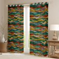 thumbnail image 2 of Homewish Teens Old Fashion Black Out Curtains, Retro Art Stripes Curtains Pack of 2 (42x63 Each), Yellow Green Abstract Lines Bedroom Curtains, Curtains and Drapes Decor, 2 of 6