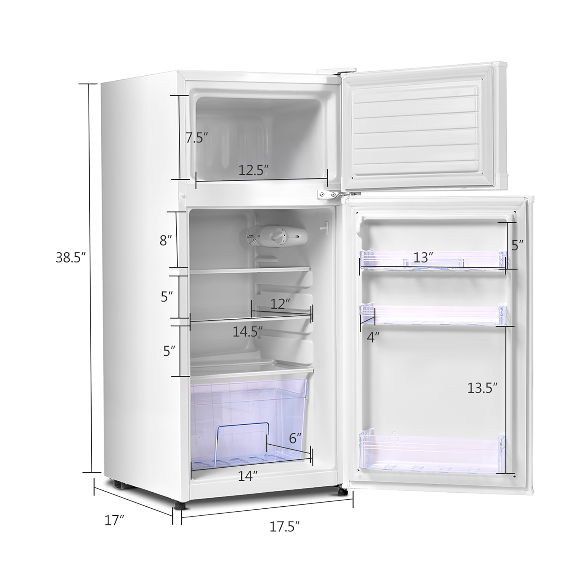 Costway 2 Doors 3.4 cu ft. Unit  Compact Mini Refrigerator Freezer Cooler - image 5 of 10