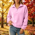 thumbnail image 6 of vdgthytj Sweatshirts for Women Long Sleeve Quarter Zip Lapel Collar Fleece Loose Fitted Fall Winter Warm Casual Pullover Tops(Medium,Pink), 6 of 7