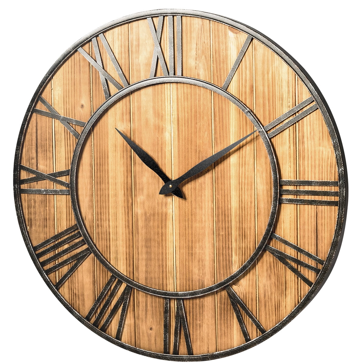 Rustic Round Wall Clock, Decorative Wooden Clock with Battery Walmart
