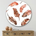 thumbnail image 2 of Designart 'Ethinic Orange Feathers On White' Bohemian & Eclectic Circle Metal Wall Art 36x36 - Disc of 36, 2 of 5