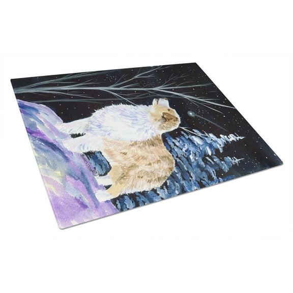 Caroline's Treasures Starry Night Australian Shepherd Glass Cutting Board Large