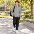 thumbnail image 4 of Boys Quarter Zip Hoodie Fleece Hooded Sweatshirt With Pockets Kids Soft Long Sleeve Pullover Fall Winter School Clothes Gray Size 10-12years, 4 of 9