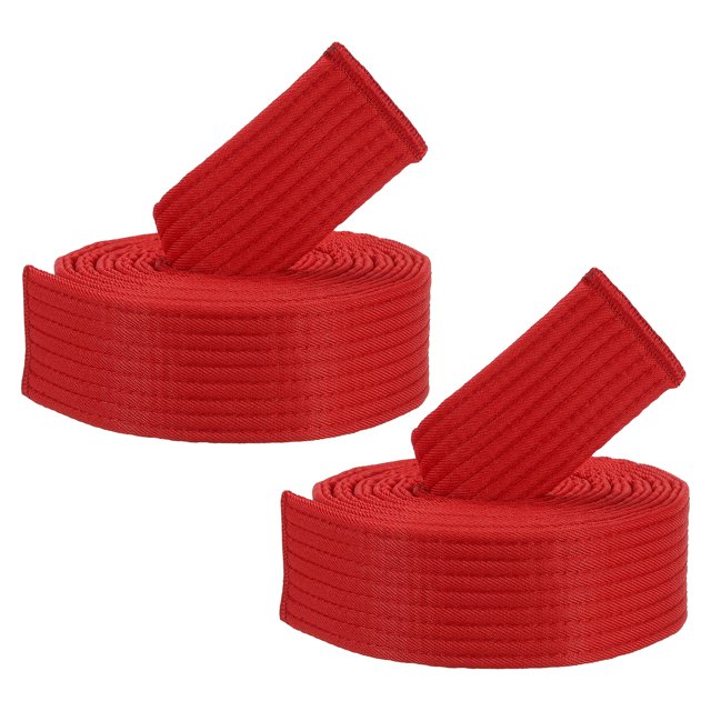 Unique Bargains Ceintures de Classement Colorées Taekwondo 6 Pieds, Polyester / Coton Hommes Femmes Pro pour Compétition, Rouge 2 Pack