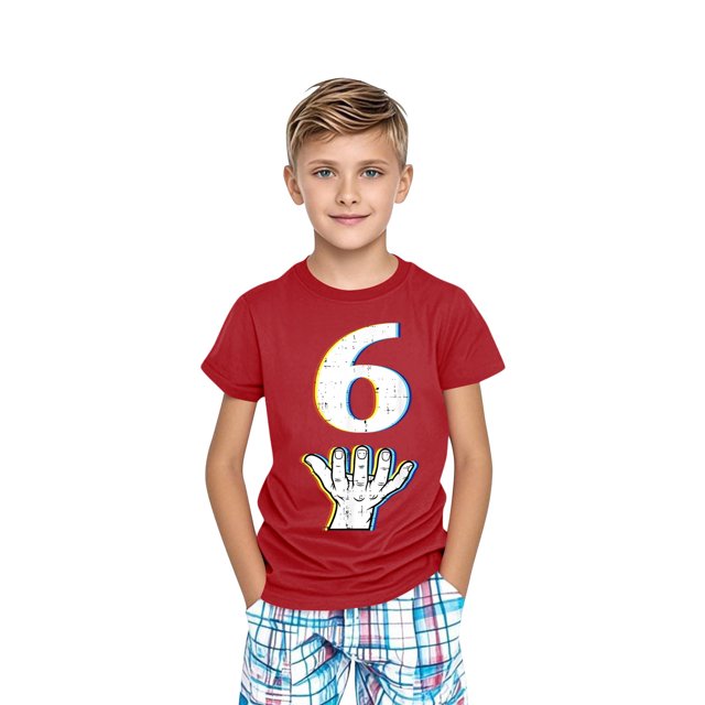 T-shirts Graphiques Rouges pour Bébé Enfant Fille Garçon Col Bateau T-Shirt en Spandex Hauts pour Enfant Manches Courtes Brunch Mignon Automne Été T-Shirt 2025 Vêtements Y2K 7 Ans