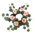 thumbnail image 5 of perfk Artificial Rose Flower Candle Wreath for Ceremony Gift Cafe champagne, 5 of 9