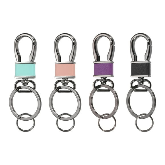 4 Pcs Metal Keychain Key Clip Hook, Key Ring Holder Organizer Swivel Clasp Keyring Leather Key Chain Clips Buckle for Car Accessories Bag Wallet, Black/Multicolor