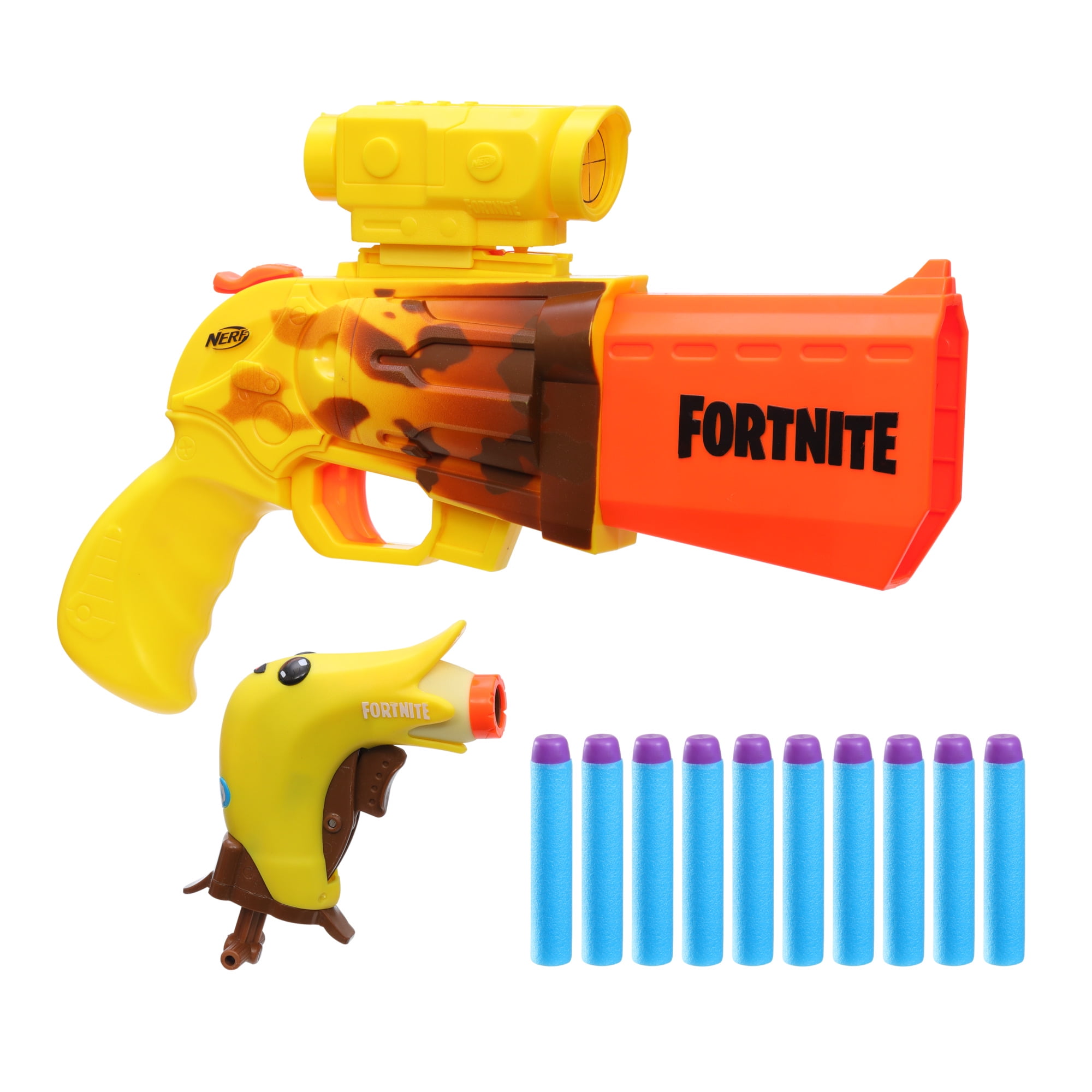 Nerf Fortnite 2-Blaster Peely Pack Includes SR-Ripe Blaster, Micro Peely Blaster, 10 Darts, Walmart Exclusive