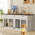thumbnail image 5 of 70.86'' 2-Door Large Dog Crate with Removable Divider and 3 Storage Drawers – Ideal for Two Pets,White, 5 of 10