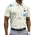 thumbnail image 2 of Dolkfu Collared Men'S&nbsp;Shirts Button Beige Short Sleeve Refreshing Tops Patchwork Geometric Artistic Polos Beige,Xl, 2 of 5