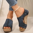 thumbnail image 2 of Sandales à Talons Compensés Épais pour Femmes 2025 Mode Confortable en Cuir à Bout Ouvert Plateforme Robe à Enfiler Été, 2 of 7