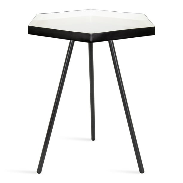 Kate And Laurel Kashvi Modern Hexagon Side Table 14 X 20 White Black Contemporary Geometric Accent End Com Laurel Kashvi Modern Hexagon Side Table, Black And White Small End Tables