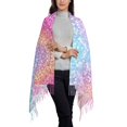 thumbnail image 2 of Rateoe Fun Rainbow Pink Women's Traditional Scarf Wrap Tassel Shawl Fringes Neck Head Shawl Retro Scarf, 2 of 8