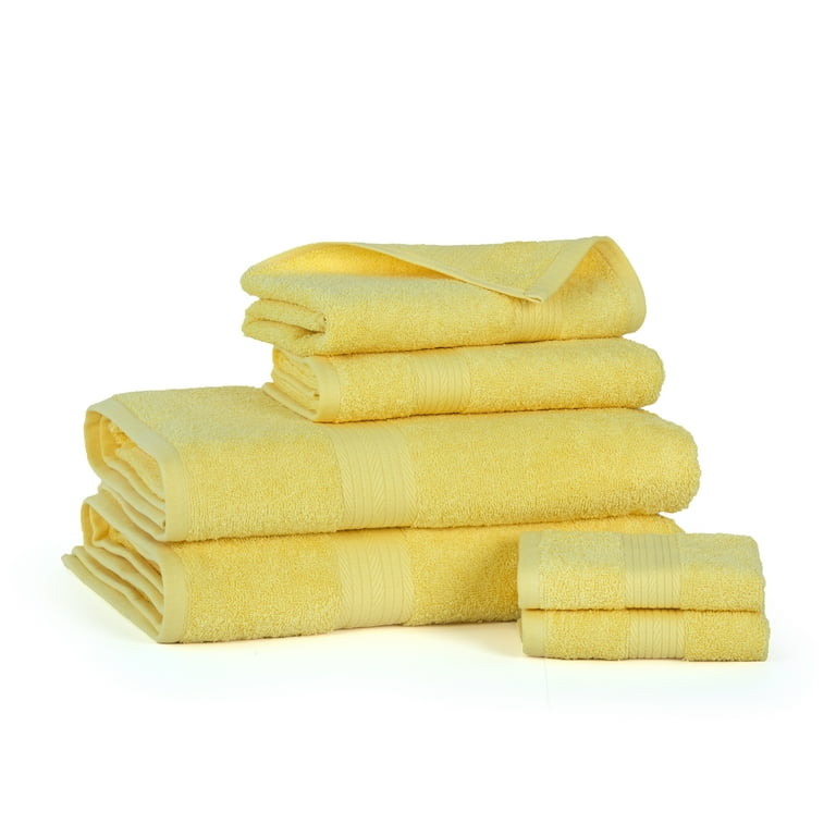 Luxurious Cotton 600GSM Hand Towels 18x28 inch by Ample Decor - 12 Pcs - Yellow