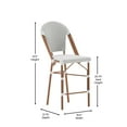 thumbnail image 5 of BizChair Set of 2 Stackable Indoor/Outdoor Bistro 26" High Counter Height Stools, Commercial Grade, White/Gray and Bamboo Finish, 5 of 12