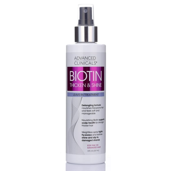 Advanced Clinicals Biotin Hair Spray Thicken & Shine Leave In Treatment Biotin Detangling Formula Nourishes Fine Damaged Or Frizz Prone Hair & Supports Scalp Health For Strong Thick Hair 8 Fl Oz