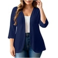 thumbnail image 3 of akafmk Plus Size Cardigan for Women 3/4 Sleeve Cardigan Open Front Solid Color Casual Drape Lightweight Cardigan Fall Tops, Size 5XL, 3 of 7