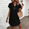 thumbnail image 5 of TaTaai Women Short Sleeve Solid Color Dress Casual Relaxed Fit Breathable Soft Machine Washable No Fading Versatile Daily Office Street Casual Outdoor Wear Fashion Dress Gift, 5 of 7