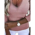 thumbnail image 4 of FASHIONWT Women Casual Elegant Business Zipper Deep-V Tunic Shirts, 4 of 4
