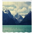 thumbnail image 3 of Ambesonne Mountain Shower Curtain, Northern Norway Harbor, 69"Wx70"L, Almond Green Dark Blue, 3 of 3