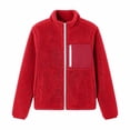 thumbnail image 6 of AGWOLF Fuzzy Fleece Jackets for Women Long Sleeve Warm Teddy Coats Faux Shearling Shaggy Full Zip Jacket with Zipper Pockets Red XXL, 6 of 9
