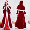 thumbnail image 1 of Disfraz de Papá Noel para mujer, disfraz de Papá Noel clásico de lujo para fiesta de Navidad, vestido rojo para mujer, 1 of 5