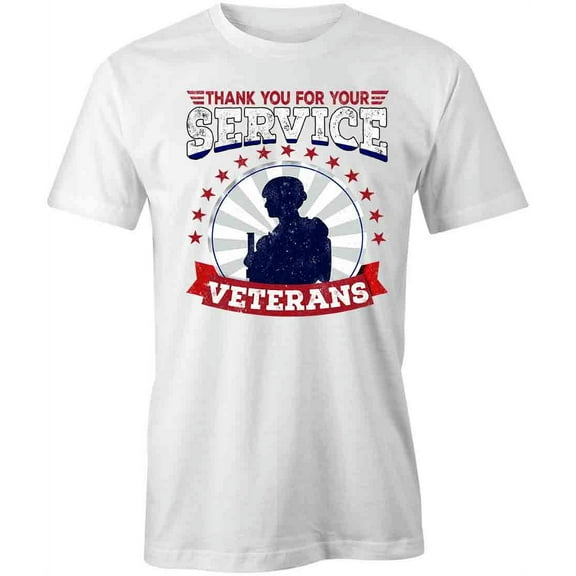 Thank You Veterans T-Shirt | Patriotic American White Tee Gift