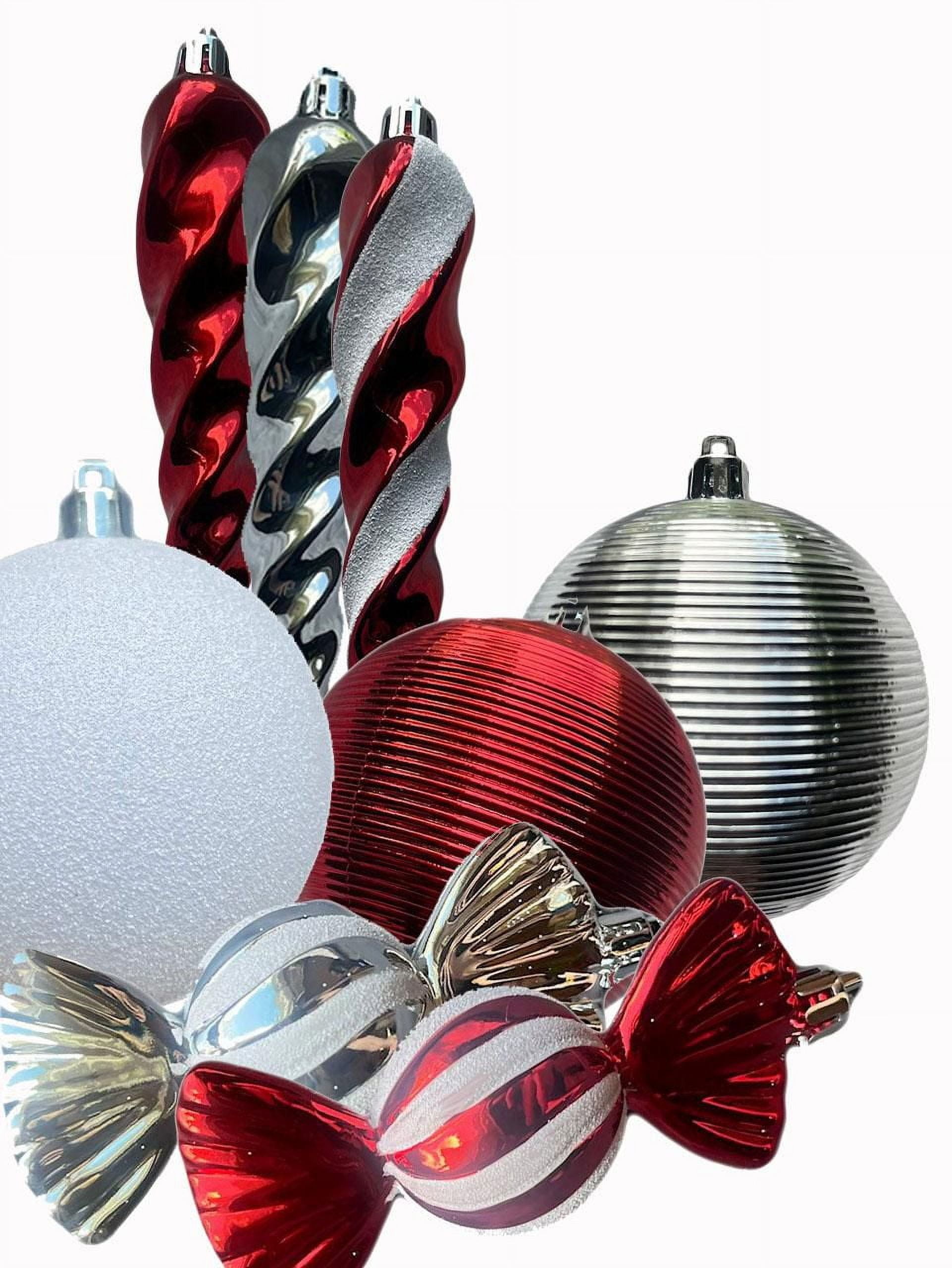 Holiday Time 70 Count Ornament Tower in Red, White & Silver, Holiday Time 70 Count Ornament Tower