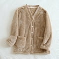 thumbnail image 5 of Bibifish Womens Cardigan Light Blue Fuzzy Plush V Neck Button Down Jackets Side Pocket Relaxed Fit Cozy Comfy Casual Daily Wear Stylish Jackets, 5 of 6