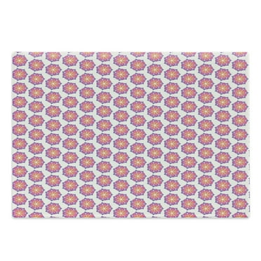 Mandala Cutting Board, Repetitive Pattern of Floral Oriental Motif, Decorative Tempered Glass Cutting and Serving Board, in 3 Sizes, by Ambesonne