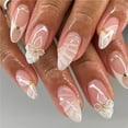 thumbnail image 2 of Almond Type Fake Nails Simple White Three-dimensional Water Ripple, 2 of 5